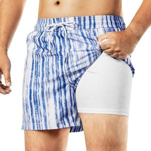 BRISIRA Mens Swim Trunks Bathing Suit 5 Inch Inseam Compression Liner Beach Swim Shorts Swimwear Quick Dry Zipper Pocket