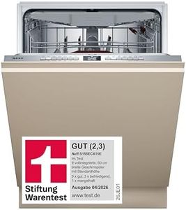 NEFF S155ECX15E, N 50, Smarter Geschirrspüler Vollintegriert, 60 cm, Spülmaschine Made in Germany, Besteckschublade, Open Dry, starke Reinigung mit Chef 70°C, höhenverstellbarer Oberkorb, Time Light