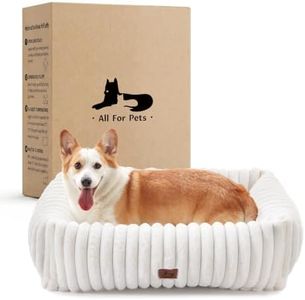 Warmrest Washable Dog Bed for Small Medium Dogs - Rectangle Orthopedic Corduroy Fleece Pet Bed with Removable Cover and Nonskid Bottom, Calming Puppy Bed Soft Pet Sofa, Cream(30x24x8inchs)