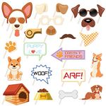 Kristin Paradise 25Pcs Dog Photo Booth Props with Stick, Puppy Theme Selfie Props, Lets Pawty Birthday Party Supplies, Pet Photography Backdrop Decorations