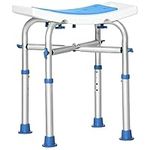 HOMCOM Height Adjustable Shower Chair, 16.7" W Aluminum Shower Stool for Inside Shower with Suction Cup Feet, EVA Padded Bath Seat for Senior, Elderly, Disabled