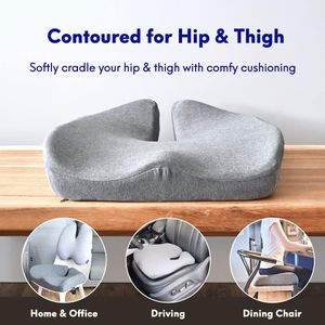 Cushion Lab Pressure Relief Seat Cushion – Memory Foam, Light Grey