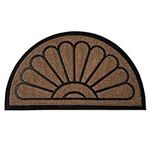 ubdyo Heavy Duty Door Mat - Non-Slip Rubber Door Mats - Outdoor Mats for Front Door - Low Profile Doormats Outside - Door Mats Outdoor - Half Round Doormat for Back door (30" x 17", Brown)