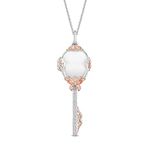 Enchanted Disney Fine Jewelry 14K Rose Gold Over Sterling Silver Natural White Round Diamond Accent Belle Key Pendant Necklace, Metal, Diamond