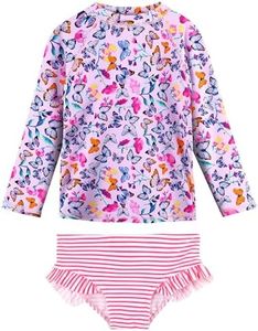 XFGIRLS Girls Rash Guard Set Long Sleeve 2-Piece Swimsuit with UPF 50+ Sun Protection for Girls 6M 12M