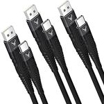 USB C Cable, [3-Pack/15CM+1M+2M] iSOUL USB Type C Fast Charging Cable - Nylon Braided USB C Sync Cable for Galaxy S10/S9/S8+/S8 MacBook Pro 2018 Sony XZ HTC 10 OnePlus 5T Huawei P9 iPad 10.2 inch 2020