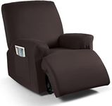 TAOCOCO Recliner Chair Covers Stretch Polyester Fabric 3-Piece for Large Recliners, Soft, Breathable and Skin-Friendly Furniture Protector - Fits Most Recliner Sizes (Coffee)