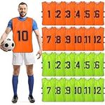 24 Pcs Scrimmage Training Vest - Soccer, Basketball, Football Bibs/Pinnies, Reversible Numbered Soccer Team Pennies Scrimmage Vests Practice Jersey with Belt for Adult Youth