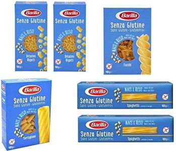 Paquete de prueba Barilla Senza Glutine Pasta sin gluten 2X Ditalini Rigati 2X Spaghetti 1x Fusilli 1x Tortiglioni (6 x 400 g)