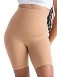SHAPERMINT High Waisted Body Shaper Shorts Shapewear for Women Tummy Control Thigh Slimming Technology, Sand, Small