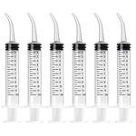 Dental Syringe 12ml Dental Irrigation Syringe with Curved Tip 6 Pcs Accurate Scale Disposable Oral Irrigator for Dental Care Cleaning and Tonsil Stone