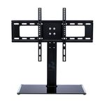 RISSACHI TV Floor Stand | TV Table Stand for 32-55 Inch LED/LCD, Top Leg Stand Universal with Tempered Glass Base Adjustable TV Stand Mount