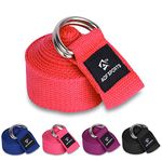 AQF Yoga Strap 1.8M, 2.4M, 3M Soft Cotton Leg Stretcher with D-Ring Buckle Adjustable Fitness Belt for Leg Stretching & Body Stretch Band (Red, 3M)