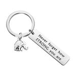 bobauna Elephant Keychain Don't Forget How Strong You Are Strength Jewelry Uplifting Gift For Friend Family Animal Lovers (never forget keychain)