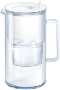 AQUAPHOR Glass White Water Filter Jug - Take to Table Premium Glass Design Jug with Easy-Fill Flip-Open Lid, 2.5L Capacity, 1 X MAXFOR+ Filter Included, Reduces Limescale, Chlorine & Microplastics.