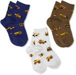 Jefferies Socks Little Boys' Construction Triple Treat Socks (Pack of 3), Putty, Toddler