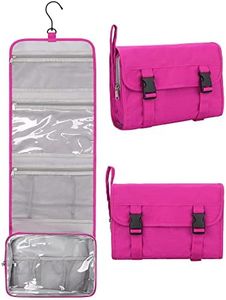 Relavel Hanging Toiletry Bag for Men Women for Traveling, 001-Hot Pink, Large, Hanging Toilery Bag for Women