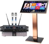 Pihaosen New China Karaoke Machine KV-V5 MAX Karaoke Player with Reverb Wireless Microphone, 22 Inch Capacitive Touch Screen Free Cloud Download Suitable for Family Gatherings Clubhouse Party