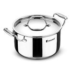 Bergner Argent TriPly Stainless Steel 28 cm Casserole with Stainless Steel Lid, 8.3 Ltr Casserole, Stay Cool Cast Handle, Food Safe, Durable, Dishwasher Safe, Induction and Gas Ready, 5-Year Warranty
