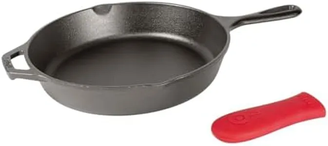 Lodge Cast Iron Skillet with Red Silicone Hot Handle Holder, 12-inch