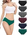 PULIOU Womens Underwear Multipack Knickers Ladies Pants Mid Rise Soft Cotton Panties Briefs Breathable Comfy Stretchy Basic pack of 6