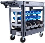 Baumr-AG 32 Parts Bin Trolley Service Poly 227KG Capacity Utility Cart Storage Mobile Tool for Mechanic Workshop