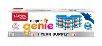 Playtex Baby Diaper Genie Diaper Pail System Refills, 1 Year Supply (9-Pack)