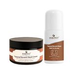 POKONUT Stretch Mark Repair Combo, Cream & Roll-On Serum, with Hyaluronic Acid, Rosehip Oil, Vitamin E, Day & Night Routine, 100g
