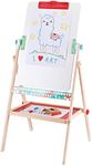 Hape Standing Flip Flat 2 Sided Kids Artwork Easel with Chalk Blackboard and Marker Whiteboard, Includes 4 Chalks, 2 Marker Pens, and One Board Rubber