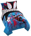 Marvel Spiderman Across The Spider-Verse Glitch 5 Piece Twin Size Bed Set - includes Comforter & Sheet Set Bedding - Super Soft Fade Resistant Microfiber (Official Marvel Product)