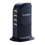 Chargeworx Multi-Port Charging Station – 5 USB-A, 1 USB-C Charging Tower, Fast Charging, 40W Power for iPhone, iPad, Tablets, Portable Gaming Consoles