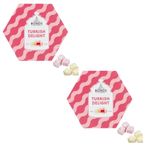 Turkish Delight Selection Box 215g - Pack of 2 - Lemon and Rose Turkish Delight Favours Gift Box -Gift For Kids & Adults - Christmas Sweets Hamper