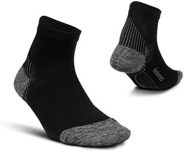 Feetures Plantar Fasciitis Relief Light Cushion Quarter Sock - Arch Support for Men & Women - Black, M (1 Pair)
