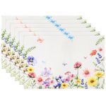 Arquiel Place Mats Set of 6, Butterflies Flowers Washable Placemats, Heat Resistant Place Mats for Kitchen Table Wedding Party Dining Decoration (33x48CM)