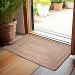 The Home Talk Jute Accent Indoor Rug 2'x3' Eco-Friendly Handcrafted Rustic or Boho Style Floormat for Entryway, Kitchen, Small Spaces, Party Décor Rugs, Bedroom, Living Room - Natural