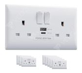 USB C Socket | 20W PD USB C & 18W QC 4.0 USB A | Super Fast Charging | VELTZ Pro | Double Plug Wall Socket 13A 2 Gang | White