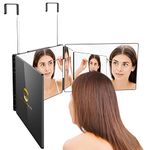 GLDDAO 3 Way Mirror for Self Hair Cutting, 360 Trifold Barber Mirrors 3 Sided Makeup Mirror to See Back of Head, Used for Hair Coloring, Braiding, DIY Haircut Tool are Good Gifts for Men Women