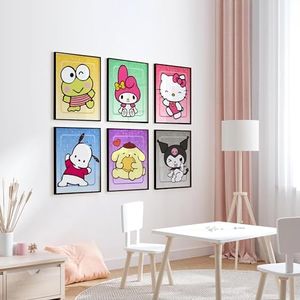 W.O.W.A - Hello Kitty Themed Nursery Decor for Baby Girls - Set of 6 Vibrant Posters for Kids and Teens Bedroom (8"x10", UNFRAMED)