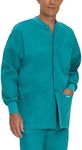 Landau Mens Essentials Relaxed Fit 5-Pocket Snap-Front Scrub Jacket for Men 7551, Teal, Large