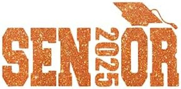 Senior 2025 Iron On Decal, Graduation Shirt Transfer, Graduate TShirt Patch, DIY Crafts, Graduation Cap, Pick Size and Color, Iron-On Almost Anything in 5 Min (Orange Glitter)