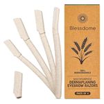 Blessdome Biodegradable Wheat Straw Eyebrow Razor Shaper Kit for Women - Facial Hair Remover and Trimmer, Exfoliating Dermaplaning Tool. Eco-Friendly & Reusable.