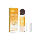 SPF 50 PA+++ Powder Sunscreen, Mineral Sunscreen Setting Powder, Oil Control Natural Matte Finish, Long-Lasting Lightweight Breathable Sunscreen Power, Mineral Powder Sunscreen Brush