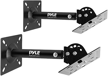 Pyle Speaker Wall Ceiling Mount Stand - Black Speaker Mounting Bracket w/ Adjustable Swivel Tilt, Retractable Telescopic Arm - Home Surround Sound System Bookshelf Satellite Speakers PSTNDC31 (Pair)