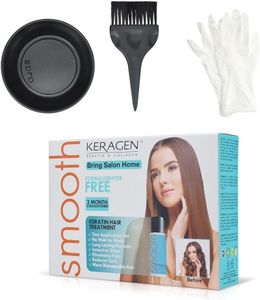 Keragen - Brazilian Keratin Hair Smoothing Treatment Express Home Kit - Blowout Straightening System, with 2 Oz Formaldehyde Free Treatment, 2 Oz Clarifying Shampoo and Aftercare Samples