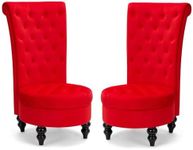 AVAWING Throne Royal Chair Set of 2 for Living Room, Button-Tufted Accent Armless High Back Chair with 24.6 Inch Larger Seat, Thick Padding and Rubberwood Legs, Enthusiastic Red