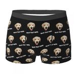 Custom Pet Photo Face Boxer Shorts Personalized Men's Boxer Briefs with Photo Text Customized Underwear Underpants Novelty Gifts for Men Husband Boyfriend Hubby Fathers Valentine's Day Size-L