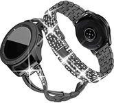 Supoix Compatible for Samsung Galaxy Watch 7/6/5/4 40mm 44mm/Galaxy Watch FE 2024/Galaxy 3 41mm/Galaxy Watch 42mm Band, 2 Pack 20mm Women Jewelry Bling Replacement Strap Compatible for Active 2 Watch Band (Black)