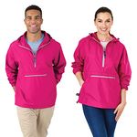 Charles River Apparel Pack-n-go Windbreaker Pullover Hooded Jacket, Pink, Medium