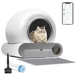 Self-Cleaning Cat Litter Box, Automatic 65L+9L Large Capacity Cleaning Robot, APP Control/Odor Removal/Safety Protection Smart Cat Litter Box for Multiple Cats (Gray)