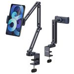 jusmo LS31 iPad Tablet Desk Mount, Aluminum Angle Height Adjustable Flexible Arm, Tablet Desk Accessories Compatible for iPad Air Mini Pro, iPhone, Surface, Galaxy Tab and Most Tablet